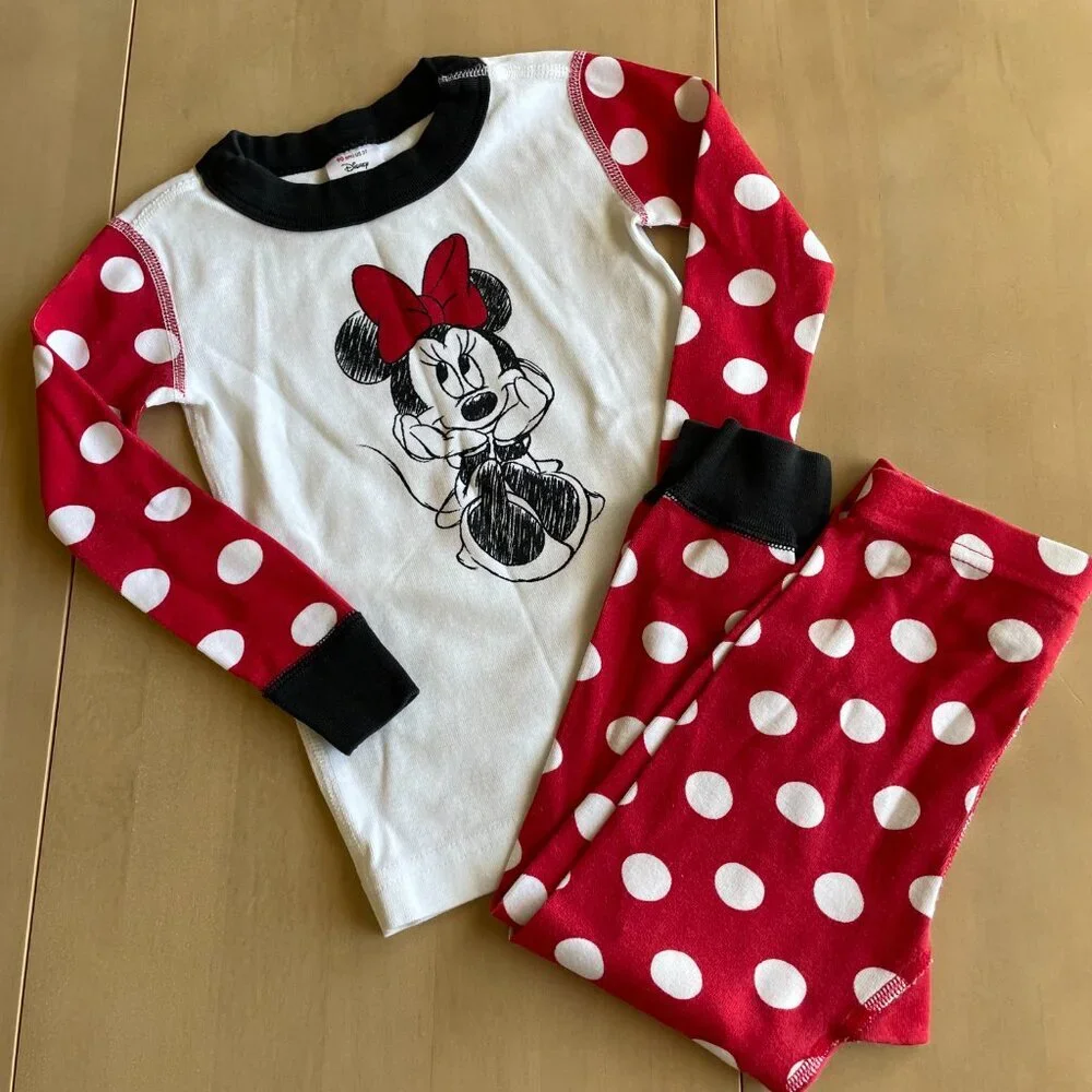 Hanna Andersson Disney Minnie Mouse 100% Organic Cotton Long Johns PJs - Size 3T